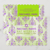 PixDezines faux foil/tunis damask bat mitzvah Kaart (Voorkant / Achterkant)