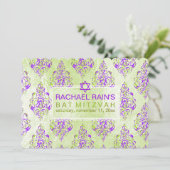 PixDezines faux foil/tunis damask bat mitzvah Kaart (Staand voorkant)