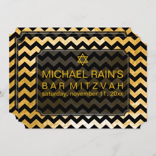 PixDezines faux folie/chevron bar mitswa Kaart (Voorkant / Achterkant)