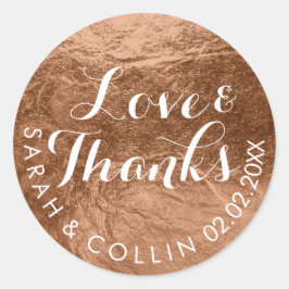 PixDezines faux folie/koper/bedankt/DIY tekst Ronde Sticker