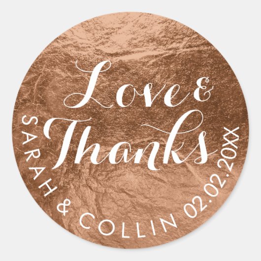 PixDezines faux folie/koper/bedankt/DIY tekst Ronde Sticker (Voorkant)