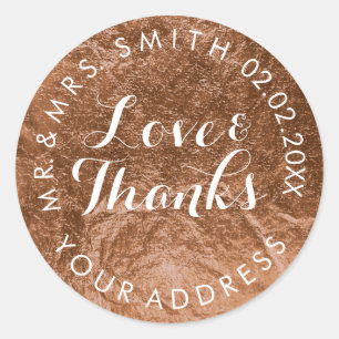 PixDezines FAUX FOLIE, KOPER Ronde Sticker