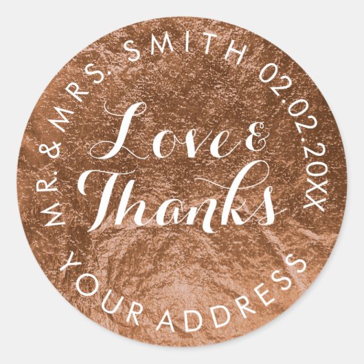 PixDezines FAUX FOLIE, KOPER Ronde Sticker (Voorkant)