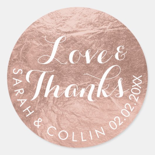 PixDezines faux folie/Roos Goud/bedankt/DIY tekst Ronde Sticker (Voorkant)