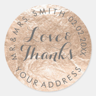 PixDezines FAUX FOLIE, ROZE CHAMPAGNE/ROOS GOUD Ronde Sticker