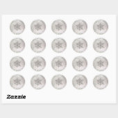PixDezines FAUX FOLIE, SNEEUWVLOK/PLATINA Ronde Sticker (Vel)