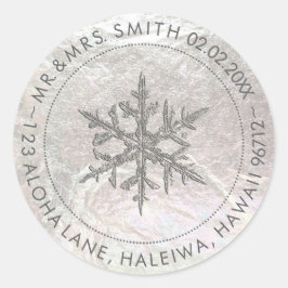 PixDezines FAUX FOLIE, SNEEUWVLOK/PLATINA Ronde Sticker