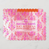 PixDezines faux folie/tunis damast bat mitzvah Kaart (Voorkant / Achterkant)