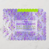 PixDezines faux folie/tunis damast bat mitzvah Kaart (Voorkant / Achterkant)