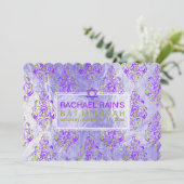 PixDezines faux folie/tunis damast bat mitzvah Kaart (Staand voorkant)