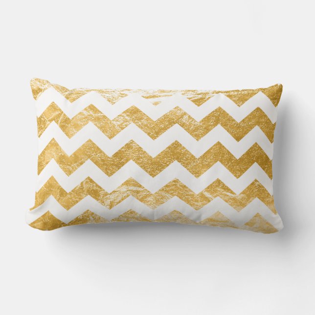 PixDezines faux folie/zilver/goud/chevron Kussen (Voorkant)