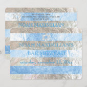 PixDezines faux folie/zilveren strepen bar mitswa Kaart (Voorkant / Achterkant)