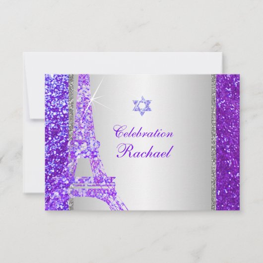 PixDezines faux glitter eiffel/mitzvah viering Kaart (Voorkant)