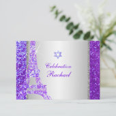 PixDezines faux glitter eiffel/mitzvah viering Kaart (Staand voorkant)