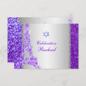 PixDezines faux glitter eiffel/mitzvah viering Kaart (Voorkant / Achterkant)