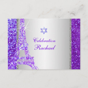 PixDezines faux glitter eiffel/mitzvah viering Kaart