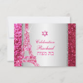 PixDezines faux glitter eiffel/mitzvah viering Kaart (Voorkant)