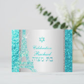 PixDezines faux glitter eiffel/mitzvah viering Kaart (Staand voorkant)