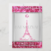 PixDezines faux glitter eifflel/Bat Mitzvah Kaart (Voorkant)