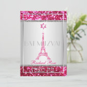 PixDezines faux glitter eifflel/Bat Mitzvah Kaart (Staand voorkant)