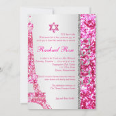 PixDezines faux glitter eifflel/Bat Mitzvah Kaart (Achterkant)