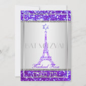 PixDezines faux glitter eifflel/Bat Mitzvah Kaart (Voorkant)