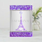 PixDezines faux glitter eifflel/Bat Mitzvah Kaart (Staand voorkant)
