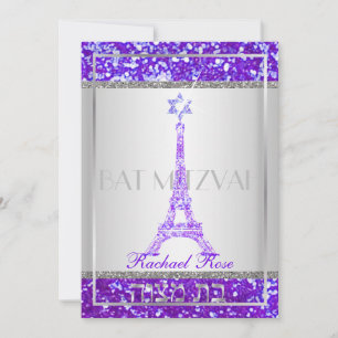 PixDezines faux glitter eifflel/Bat Mitzvah Kaart