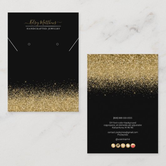 PixDezines Faux Glitter, Gold Visitekaartje (Voorkant / Achterkant)