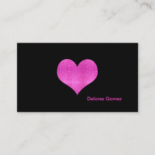 PixDezines Faux Glitter Heet Roze Hart Visitekaartje