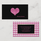 PixDezines Faux Glitter Raspberry Pink Heart Visitekaartje (Voorkant / Achterkant)