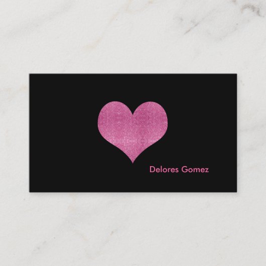PixDezines Faux Glitter Raspberry Pink Heart Visitekaartje (Voorkant)