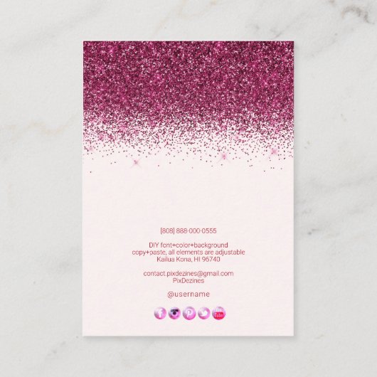 PixDezines Faux Glitter, Red Cherry Visitekaartje (Achterkant)