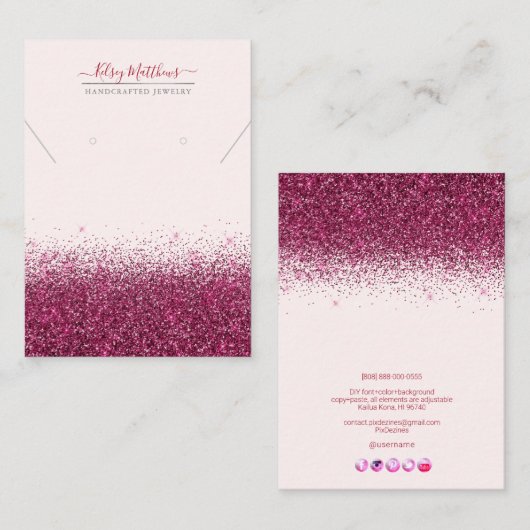 PixDezines Faux Glitter, Red Cherry Visitekaartje (Voorkant / Achterkant)