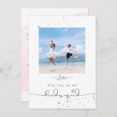 PixDezines Faux Glitter wil je.. Bridesmaid Kaart (Voorkant / Achterkant)