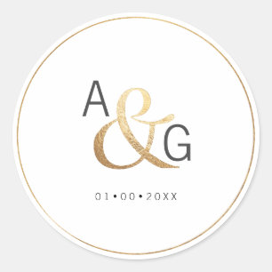 PixDezines Faux Gold Ampersand Ronde Sticker