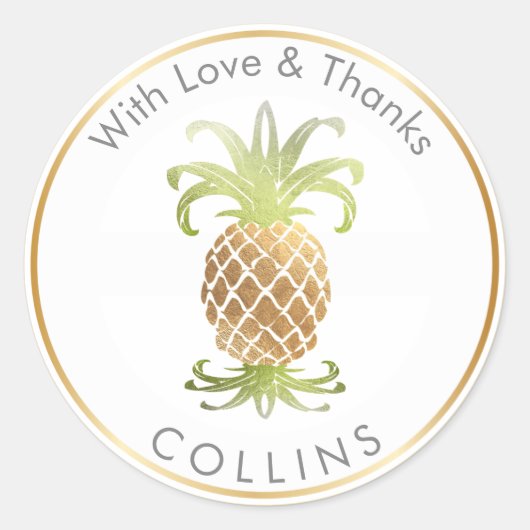 PixDezines Faux Gold Ananas/DIY Bedankt Ronde Sticker (Voorkant)