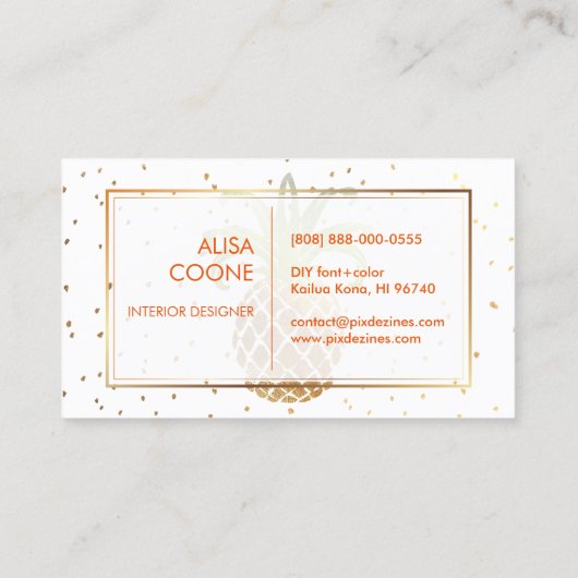 PixDezines Faux Gold Ananas/DIY kleur Visitekaartje (Achterkant)