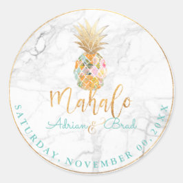 PixDezines Faux Gold Ananas/Marmer Ronde Sticker