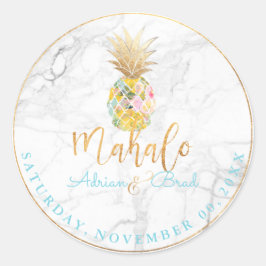 PixDezines Faux Gold Ananas/Marmer Ronde Sticker