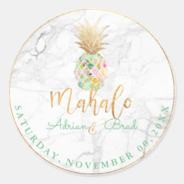 PixDezines Faux Gold Ananas/Mint/Marmer Ronde Sticker
