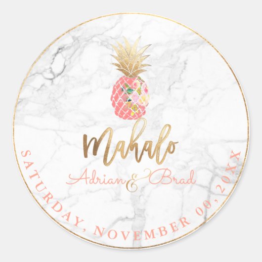 PixDezines Faux Gold Ananas/Pasty Sinaasappel/Marm Ronde Sticker (Voorkant)