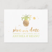 PixDezines Faux Gold Ananas/Save the Date Aankondigingskaart (Voorkant)