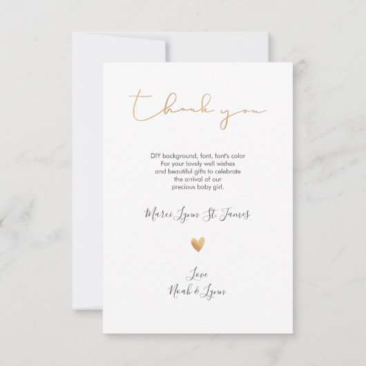 PixDezines Faux Gold Baby shower Bedankt (Achterkant)