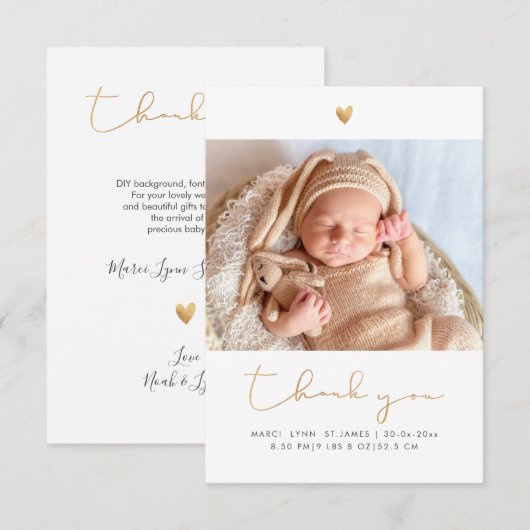 PixDezines Faux Gold Baby shower Bedankt (Voorkant / Achterkant)