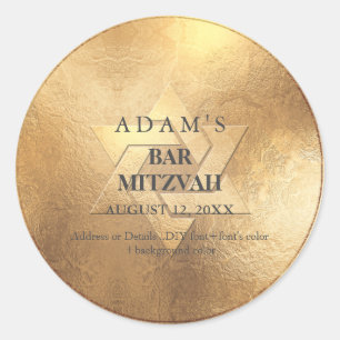 PixDezines Faux Gold Bar Mitzvah/Bat Mitzvah Ronde Sticker