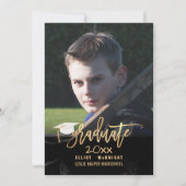 PixDezines Faux Gold/Black Marble Afstuderen Kaart (Voorkant)