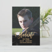 PixDezines Faux Gold/Black Marble Afstuderen Kaart (Staand voorkant)