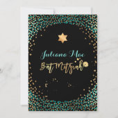 PixDezines Faux Gold+Blauwgroen Confetti Bat Mitzv Kaart (Voorkant)