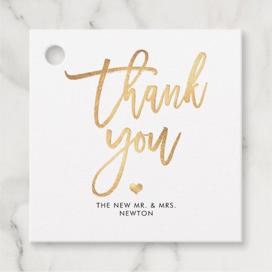 PixDezines Faux Gold Brush Calligrafie Hartelijk d Bedankjes Labels (Voorkant)